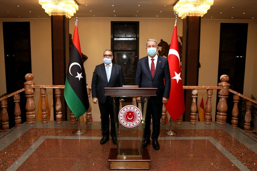 Millî Savunma Bakanı Hulusi Akar, Ankara’ya Ziyaret Gerçekleştiren Libya Devlet Yüksek Konseyi Başkanı Halid el-Mişri ile Bir Araya Geldi